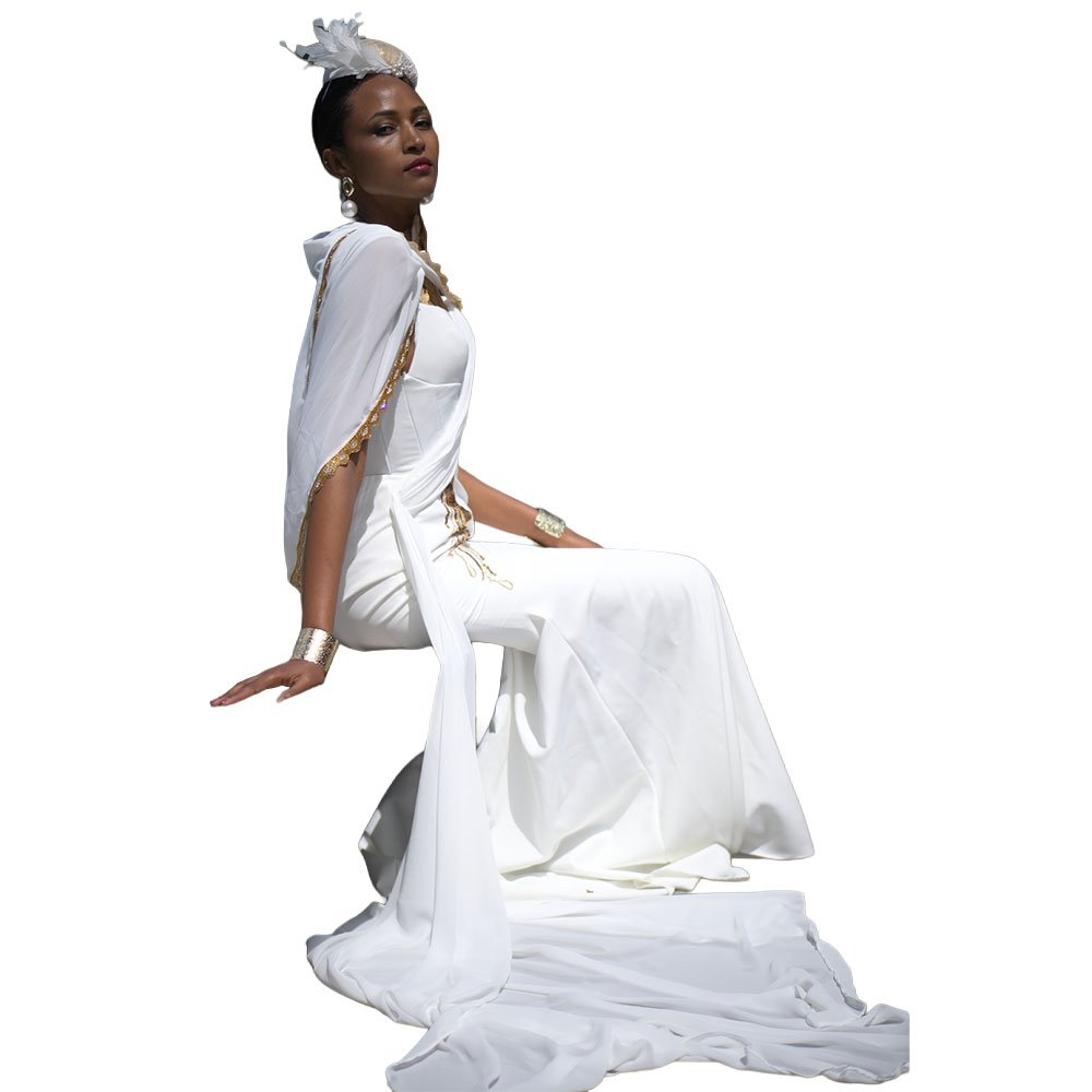 Bridal Gold White Dress - Image 2