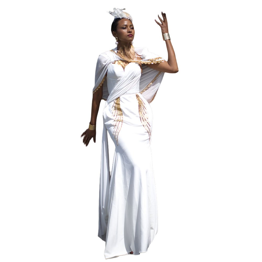 Bridal Gold White Dress - Image 4